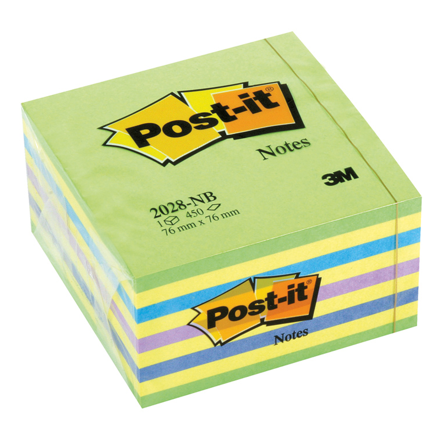 Bloco de notas adesivas post-it 76x76 mm cubo cor azul e verde 450 folhas 2