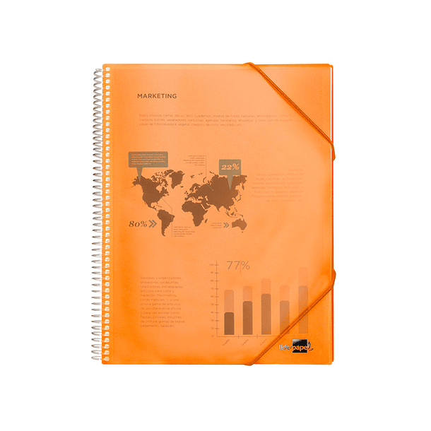 Capa catalogo liderpapel com espiral 60 bolsas polipropileno din a4 laranja 5