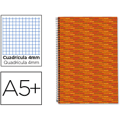 Caderno espiral liderpapel quarto 80 f quadriculado 4 mm 70 grs capa forrada laranja liderpapel