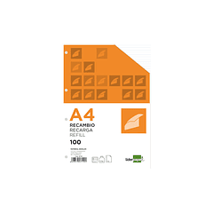 Recarga liderpapel din a4 100 folhas 100g/m2 pautado 2.5mm com margem 4 furos