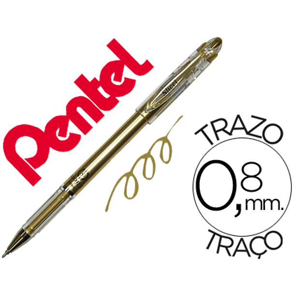 Esferografica roller metalica pentel bg 208 dourada 0,4 mm ideal para papel e madeira suave secagem rapida 1