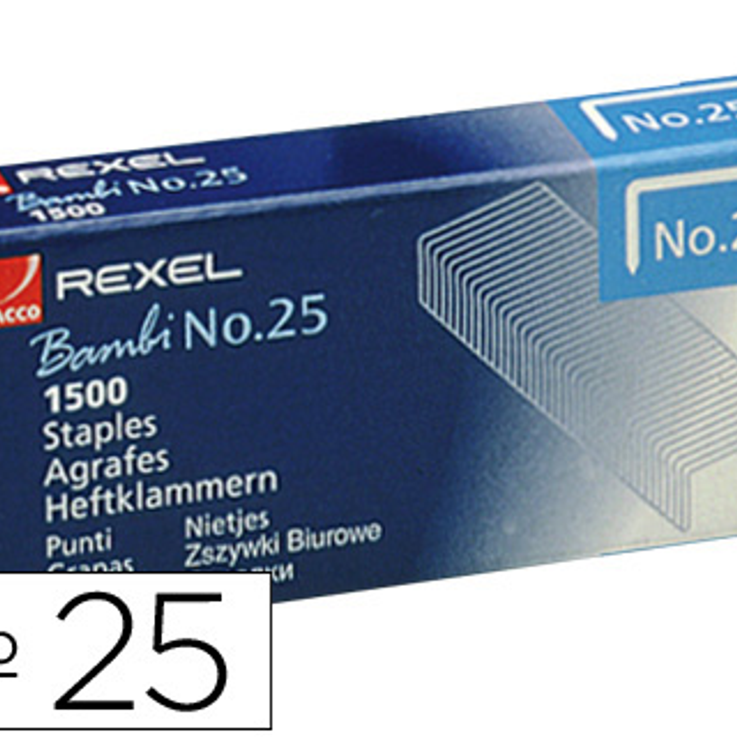 Agrafes rexel n. 25 21/4 caixa de 1500 1