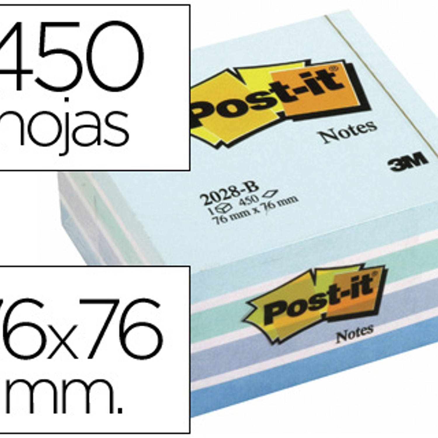 Bloco de notas adesivas post-it 76x76 mm cubo cor azul pastel 450 folhas 1