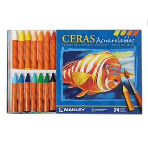 Lapis de cera manley aquareláveis c/24 sortidos