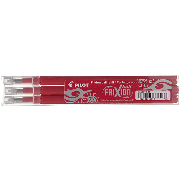 Recarga esferografica pilot frixion ball clicker vermelho caixa de 3 unidades 2