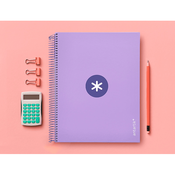 Caderno espiral liderpapel din a4 antartik capa forrada 120 f 100 gr quadricula 5mm 5 bandas de cores cor lavanda 8