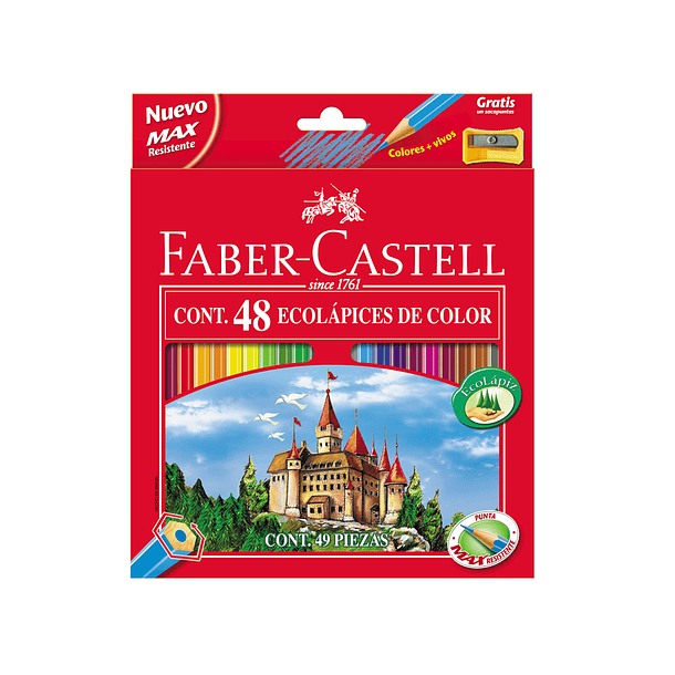 Lapis de cor faber-castell c/48 cores hexagonal madeira