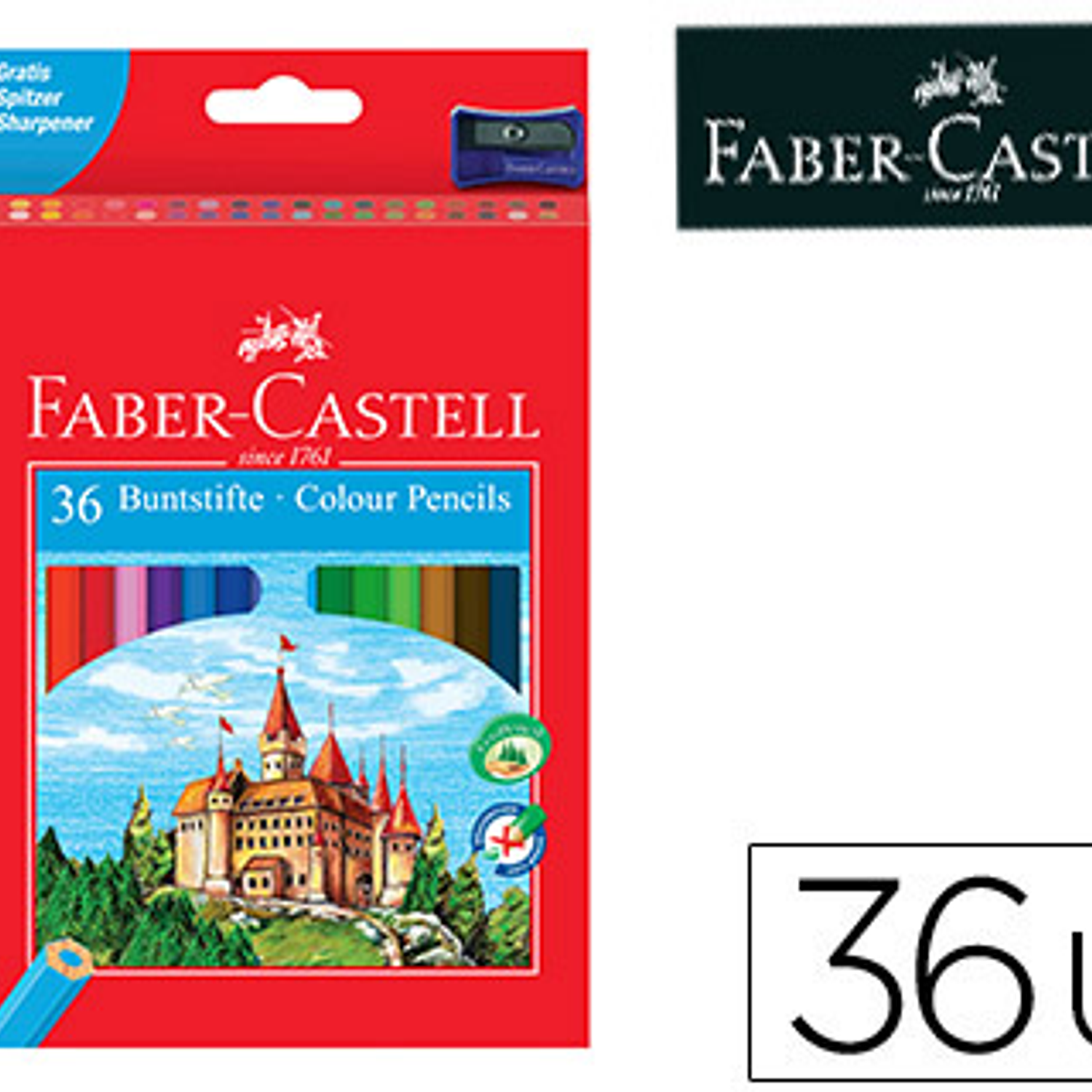 Lapis de cor faber-castell c/36 cores hexagonal madeira 1