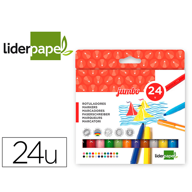 Marcador liderpapel feltro jumbo caixa 24 cores 3