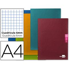 Caderno escolar liderpapel scriptus 48 folhas din a4 quadricula 6 mm papel 90 gr com margem