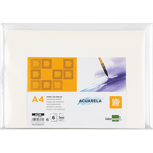 Papel aguarela liderpapel din a4 300 gr pack de 6 folhas