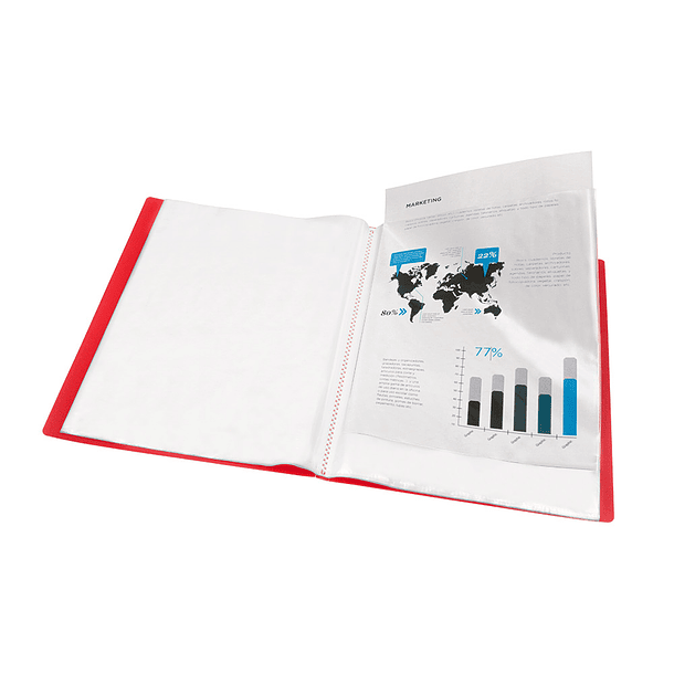 Capa catalogo liderpapel 20 bolsas polipropileno din a4 traslucida vermelho frosty 7