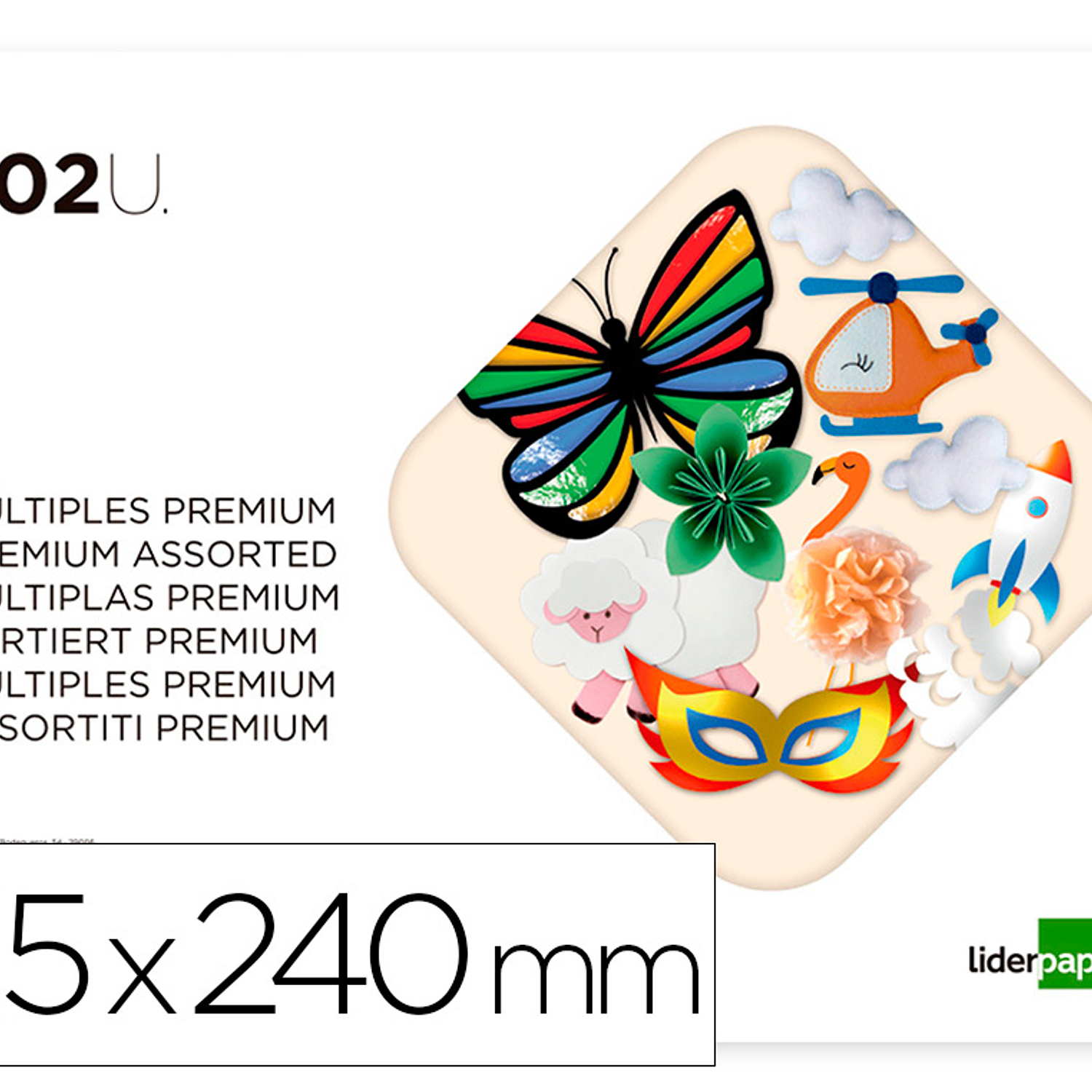 Bloco trabalhos manuais liderpapel cartolina multiplas premium 240x315mm 102 folhas cores sortidas 1