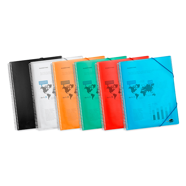 Capa catalogo liderpapel com espiral 10 bolsas polipropileno din a4 laranja 9