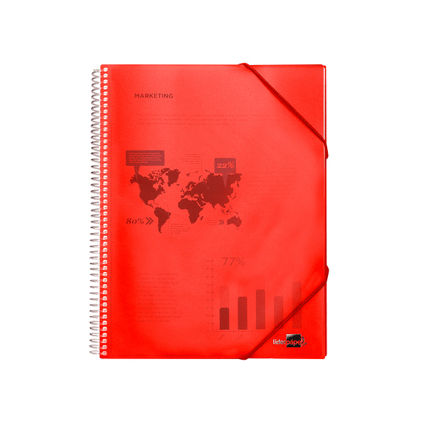 Capa catalogo liderpapel com espiral 20 bolsas polipropileno din a4 vermelho 3