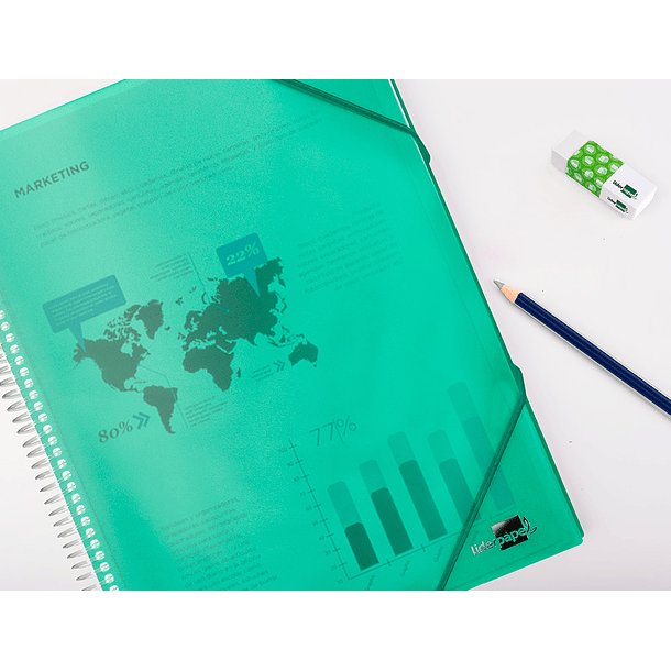 Capa catalogo liderpapel com espiral 30 bolsas polipropileno din a4 verde 10