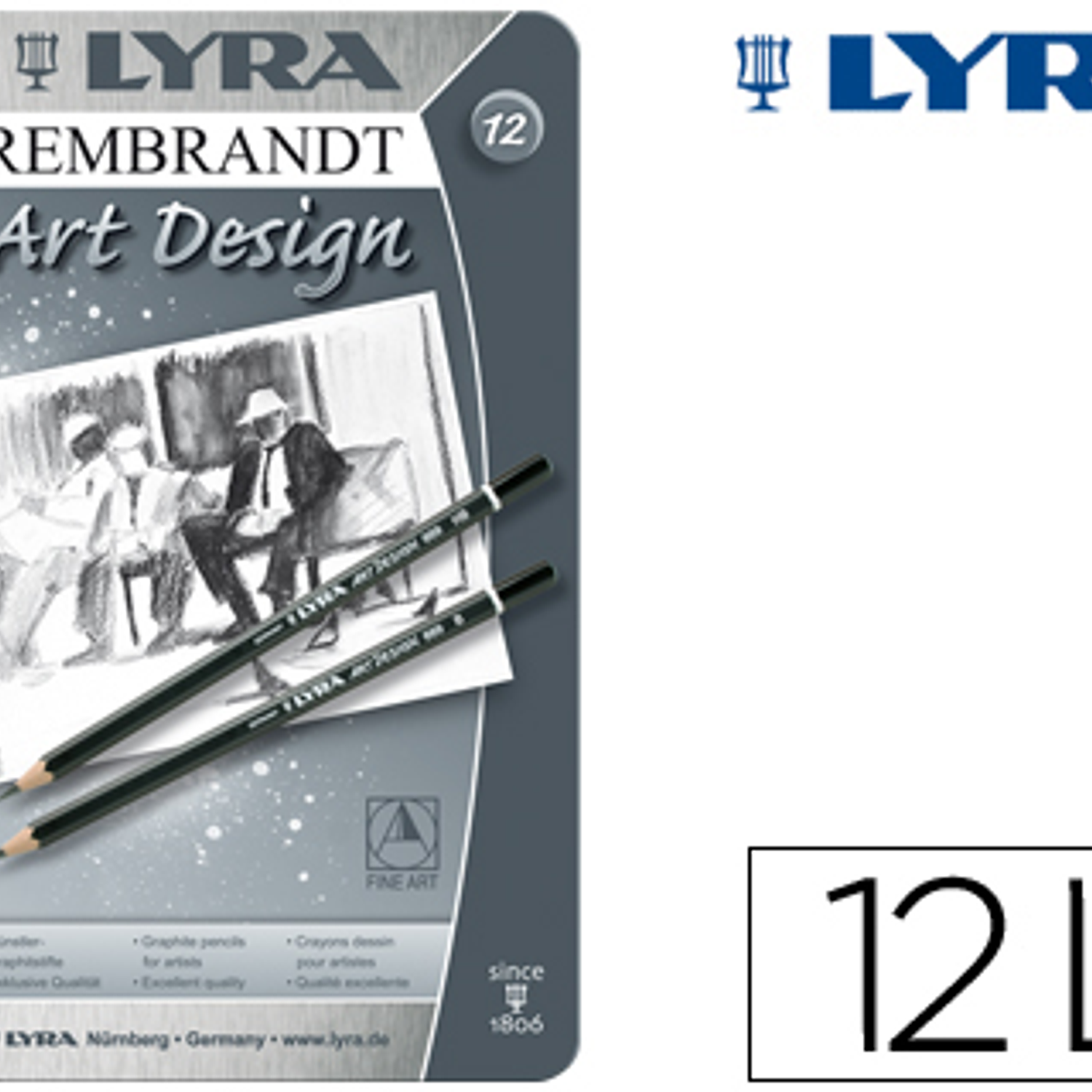 Lapis de grafite lyra rembrand art design caixa de 12 graduacoes 6b-5b-4b-3b 2b-b-hb-f-h-2h-3h-4h 1