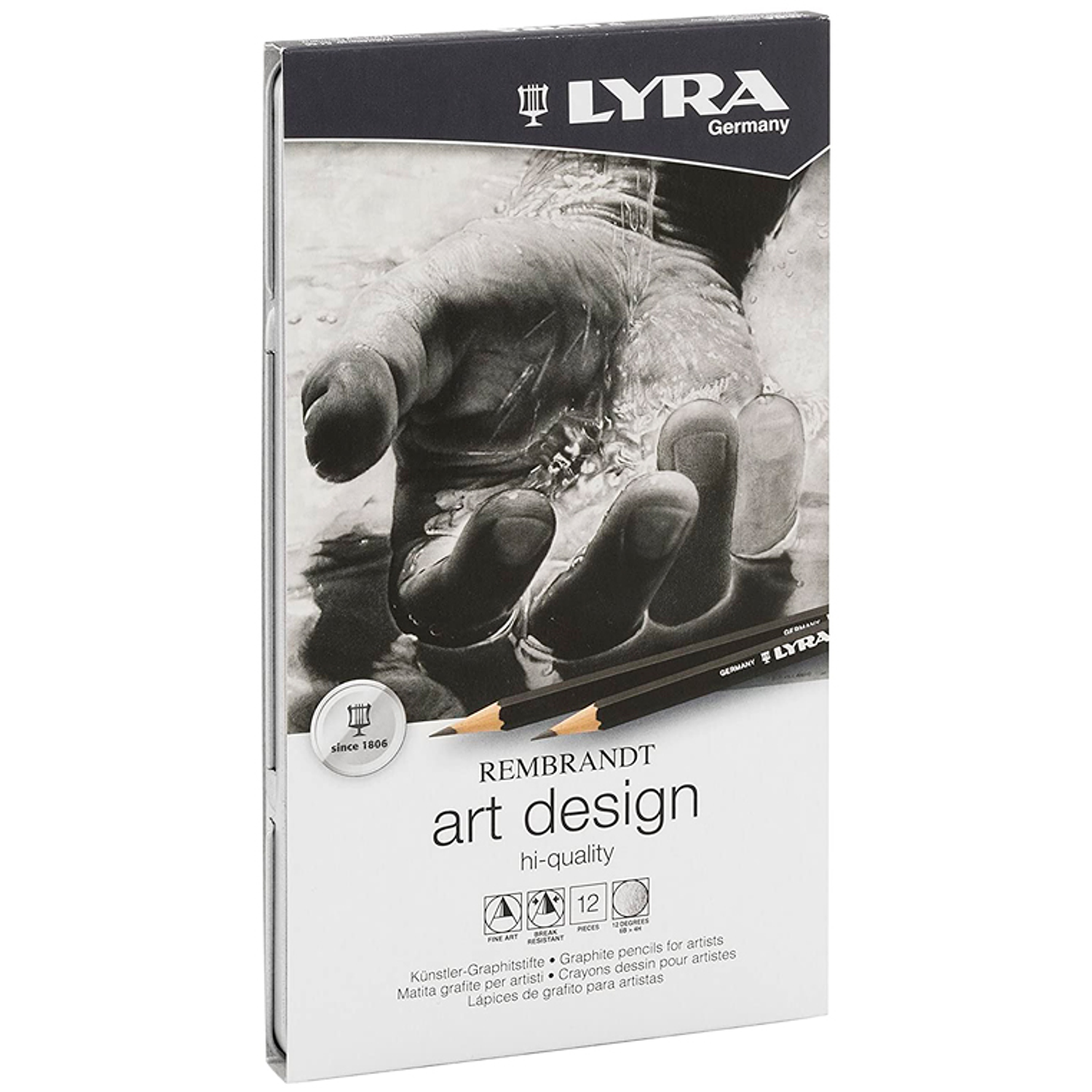 Lapis de grafite lyra rembrand art design caixa de 12 graduacoes 6b-5b-4b-3b 2b-b-hb-f-h-2h-3h-4h 2