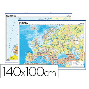 Mapa mural europa fisico/politico -140 x 100 cm