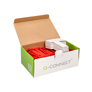 Encadernador fastener q-connect plastico d-clips cor vermelho caixa de 100 unidades