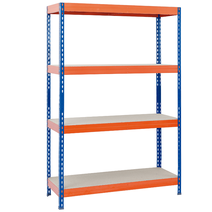 Estante ar storage metalica 200x100x60cm 4 prateleiras 430kg por prat. em madeira sem parafusos cor azul/laranja 2