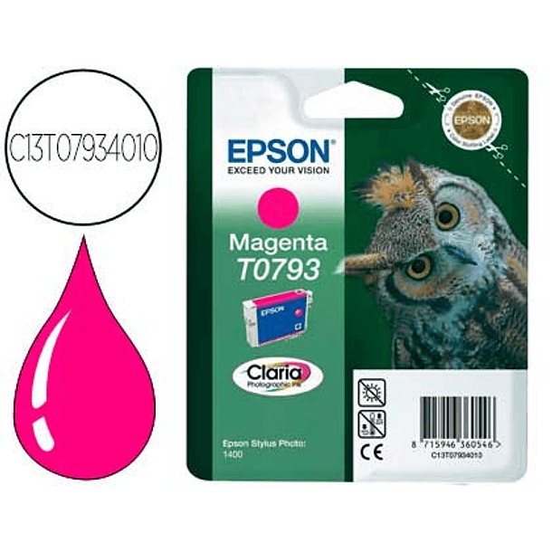 Tinteiro epson stylus to 7934 magenta p50/ px650/ 700w/ 710w/ 720wd/ 730wd/ 800fw 1