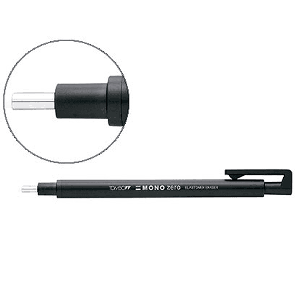 Porta borrachas tombow com clip ponta de borracha preta redonda 2,3 mm diametro cor preto 1