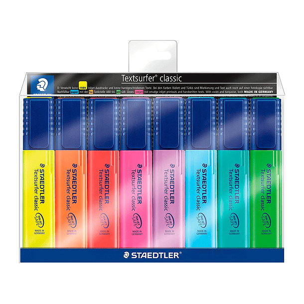 Marcador staedtler textsurfer 364 fluorescente bolsa de 6 unidades cores sortidas + 2 oferta 2