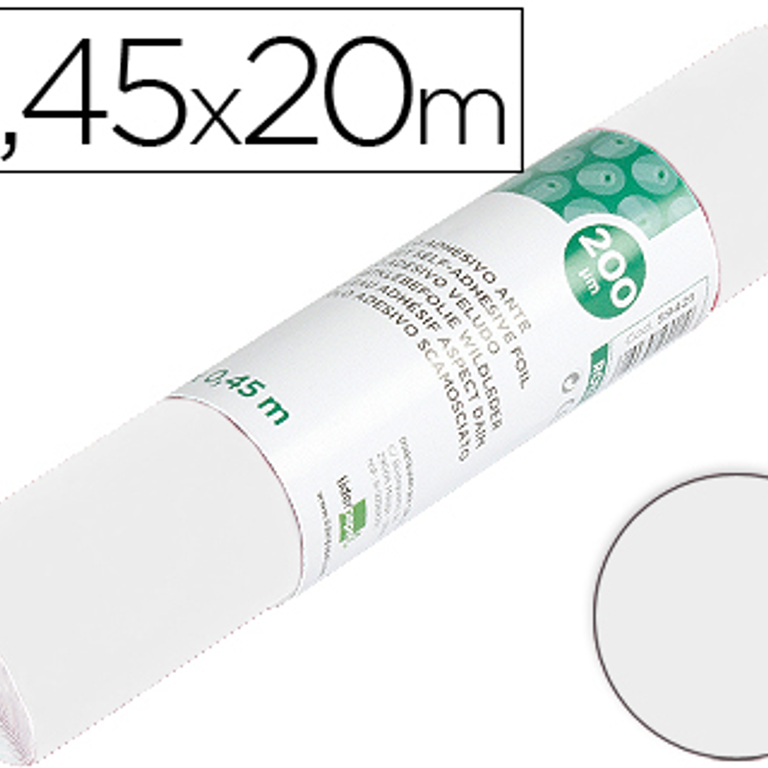 Rolo adesivo liderpapel unicolor branco brilho rolo de 0,45 x 20 mt 1