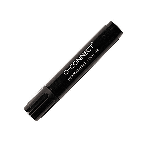 Marcador q-connect permanente preto ponta biselada 5.0 mm 3