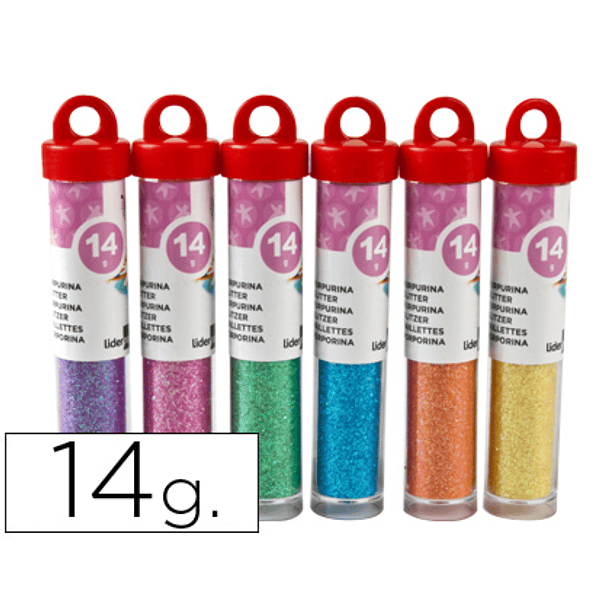 Purpurina liderpapel fantasia cores metalicas pastel frasco de 14 gr 1