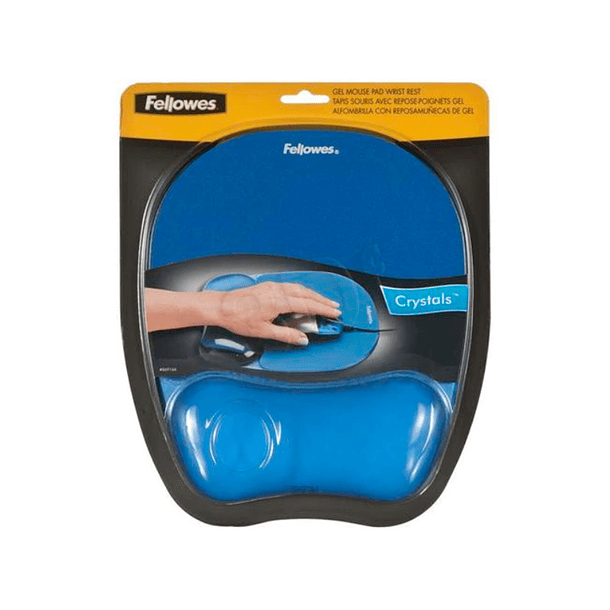 Tapete para rato fellowes azul com apoio de pulsos de gel 5