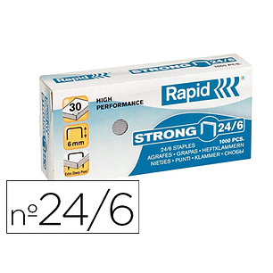 Agrafes rapid nº 24/6 galvanizados strong caixa de 1000 agrafes