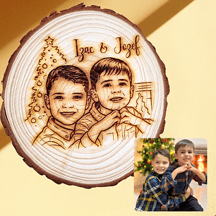 Retrato Personalizado em Madeira | Foto Gravada a Laser | Quadro Redondo Decorativo | Presente Criativo