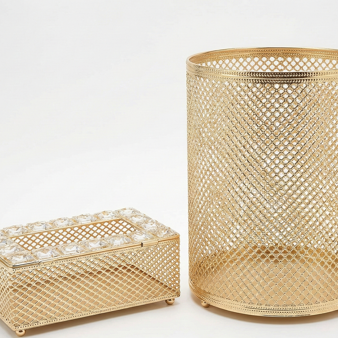 Pack Papelero y Porta Tissue Dorado 1