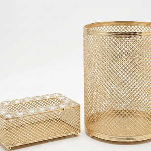 Pack Papelero y Porta Tissue Dorado