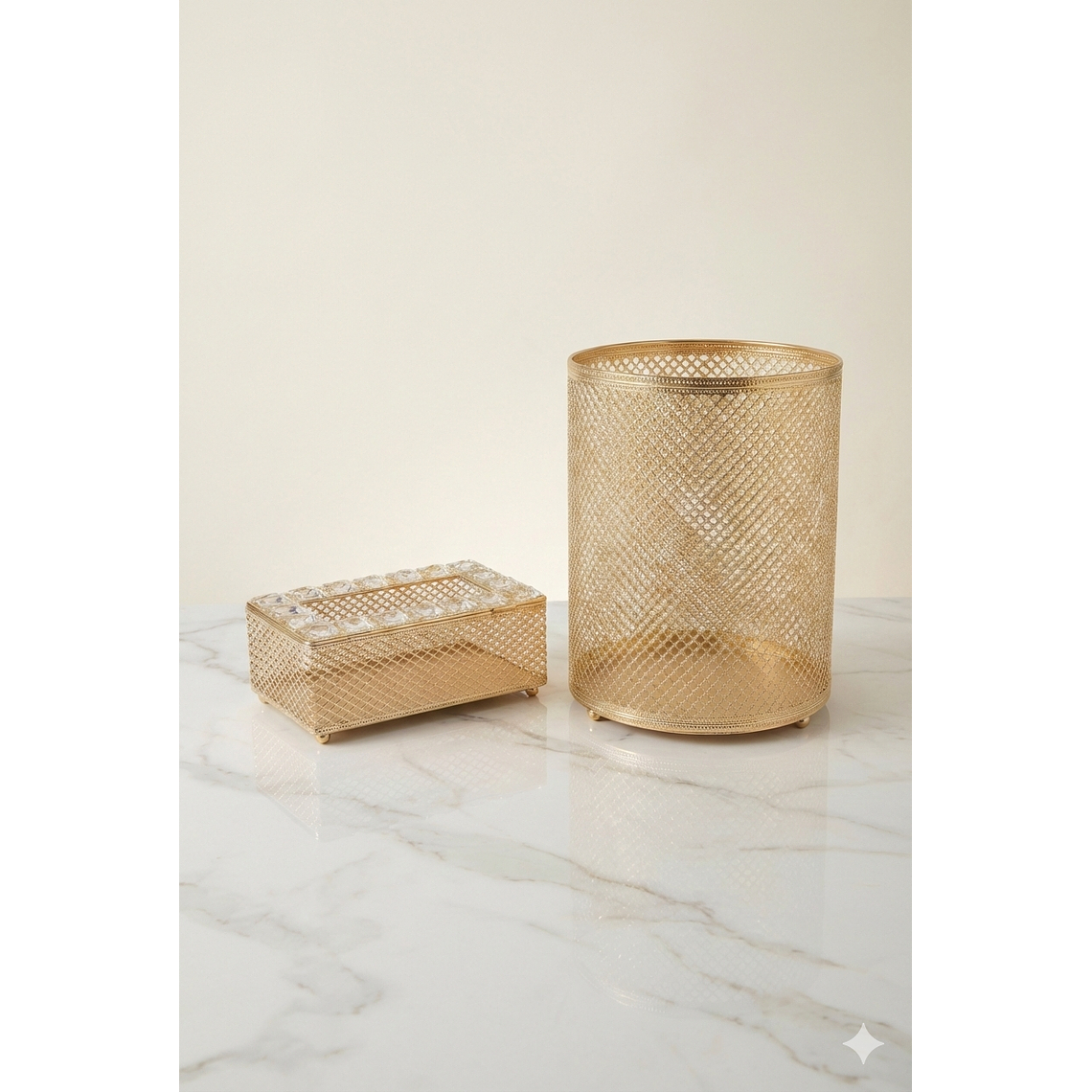 Pack Papelero y Porta Tissue Dorado 1