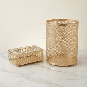Pack Papelero y Porta Tissue Dorado