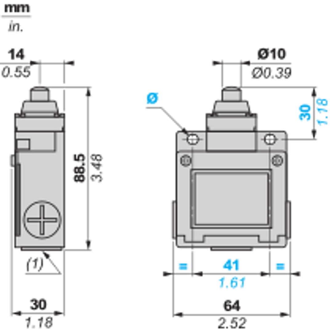 Limit switch, 1NC+1 NO, snap action XCKM110H29 Schneider Electric 2