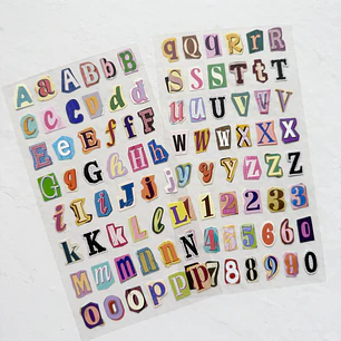 Set 2 Láminas de Stickers de Letras — Collage 