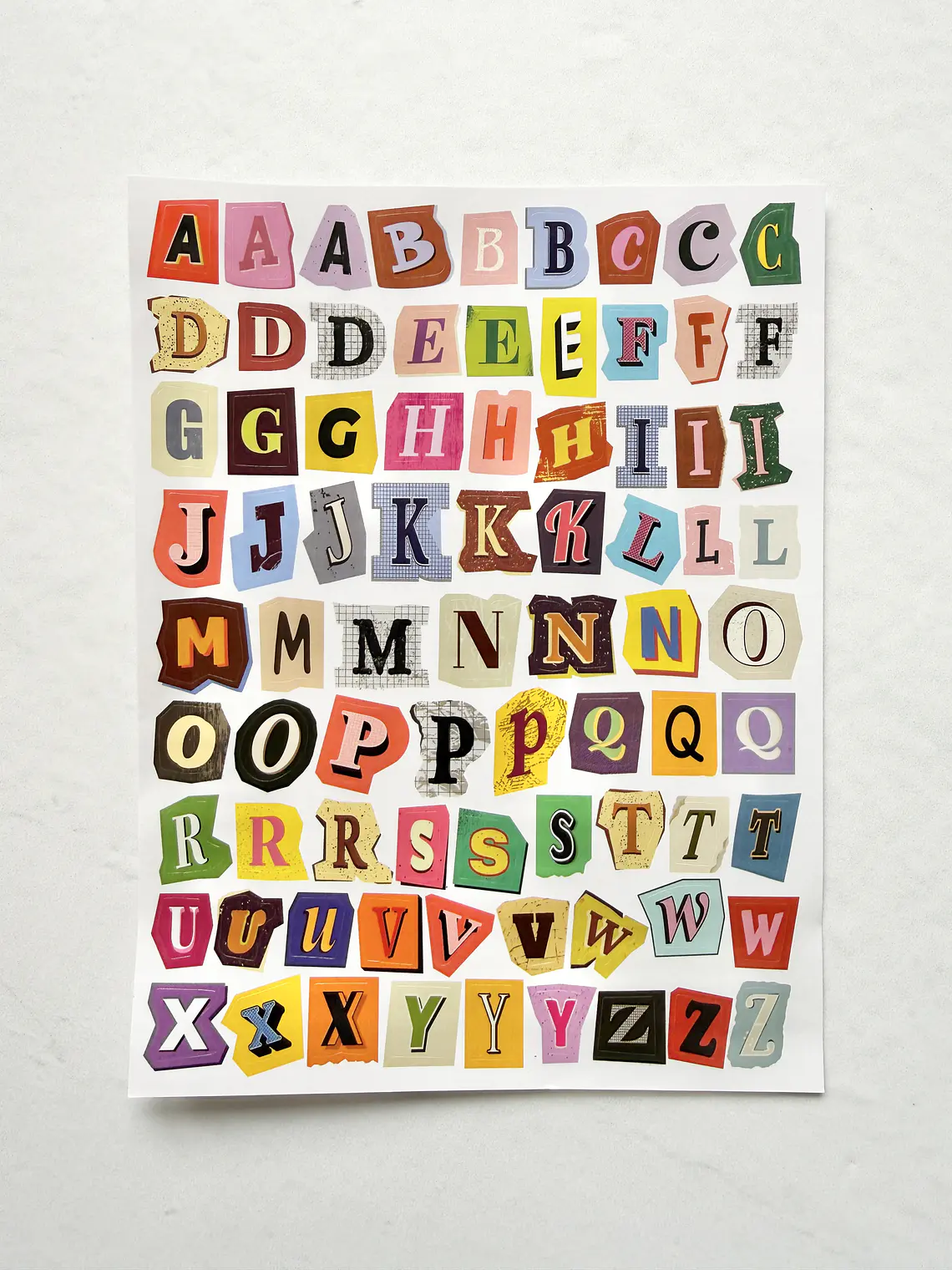 Lámina de Stickers de Letras - Collage Retro 1