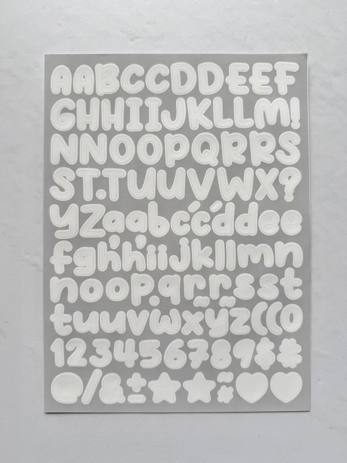 Lámina de Stickers de Letras - Unicolor 2