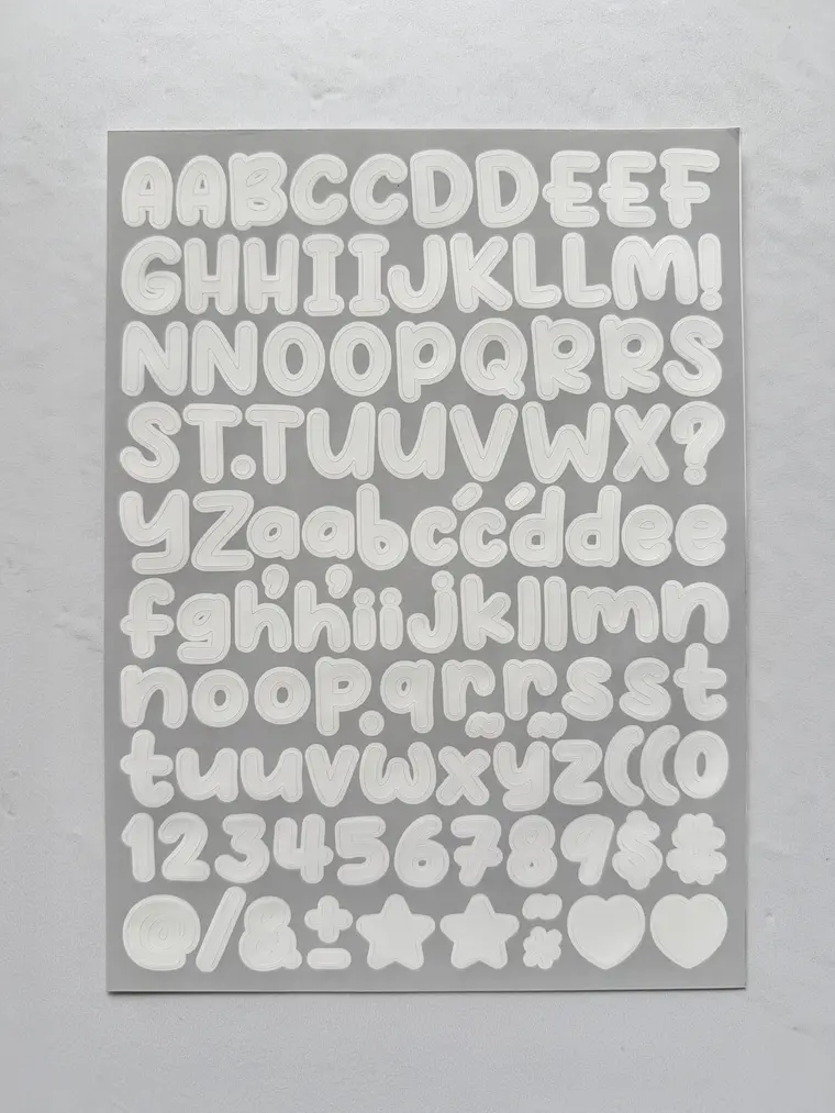 Lámina de Stickers de Letras - Unicolor 2