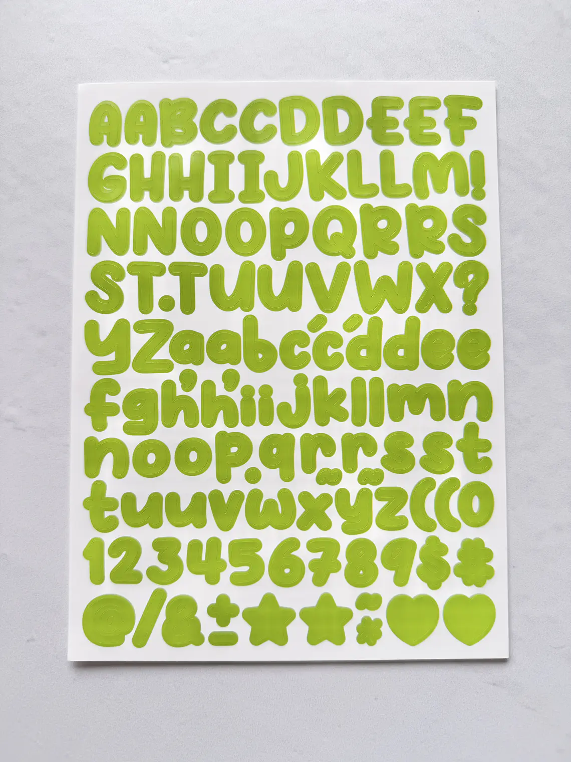 Lámina de Stickers de Letras - Unicolor 3