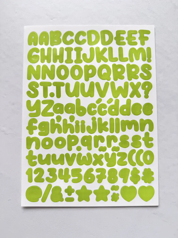 Lámina de Stickers de Letras - Unicolor 3