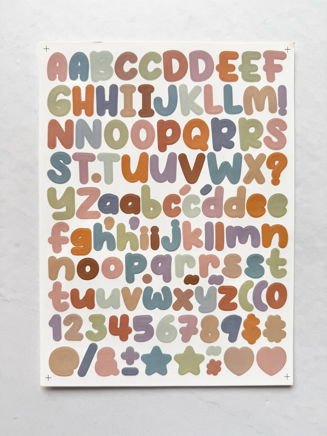 Lámina de Stickers de Letras - Unicolor 1