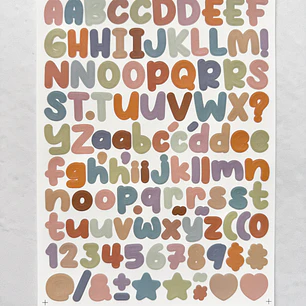 Lámina de Stickers de Letras - Unicolor