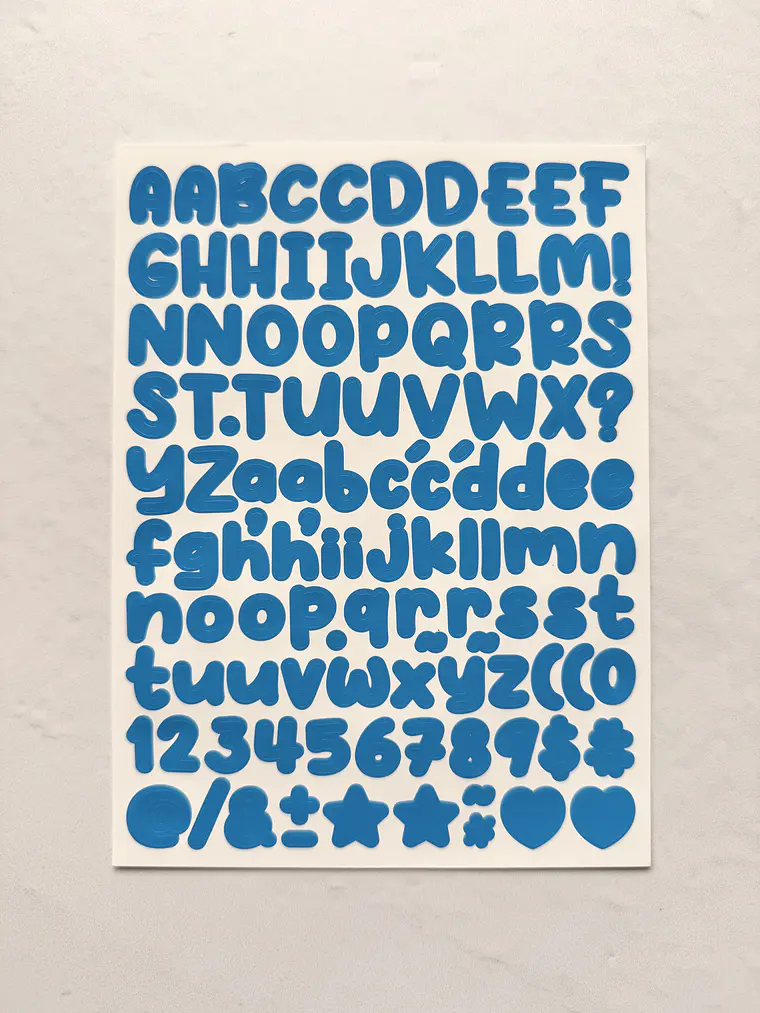 Lámina de Stickers de Letras - Unicolor 5
