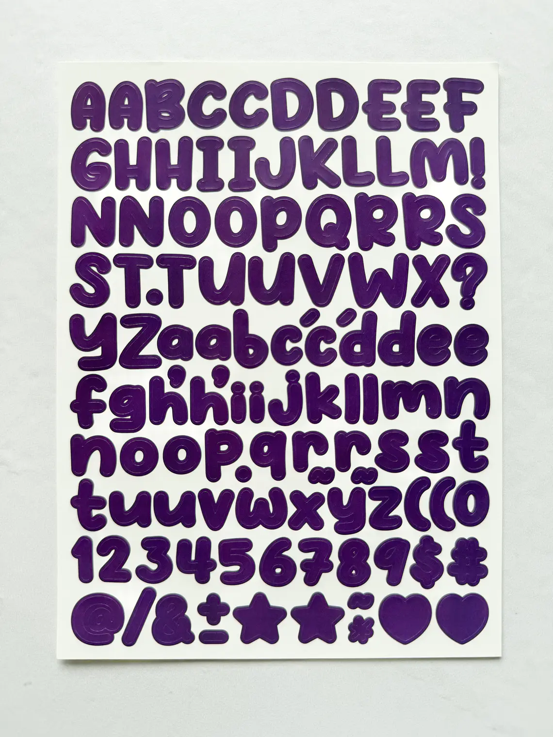 Lámina de Stickers de Letras - Unicolor 6