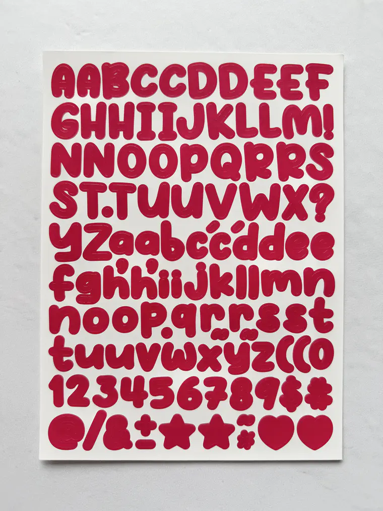 Lámina de Stickers de Letras - Unicolor 7